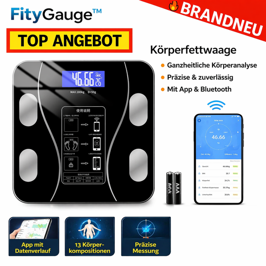 FityGauge™ Körperfettwaage Personenwaage Körperanalyse Digital Bluetooth mit APP