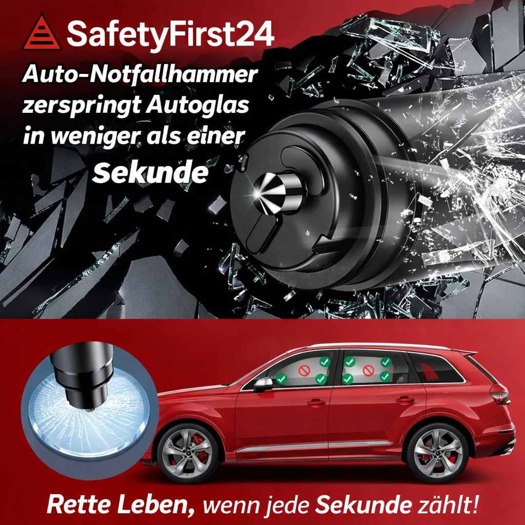 Safety First 24™ Notfallhammer Nothammer Gurtschneider Fensterbrecher Original
