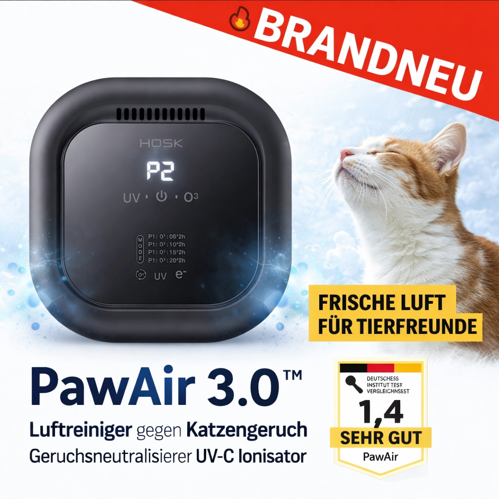 PawAir 3.0™ Luftreiniger gegen Katzengeruch Geruchsneutralisierer UV-C Ionisator