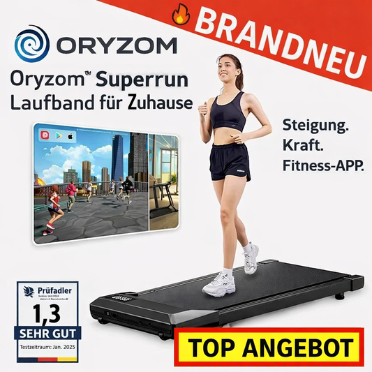 Oryzom™ Superrun Laufband für Zuhause & Büro mit Steigung / 2,2 PS Motor mit App