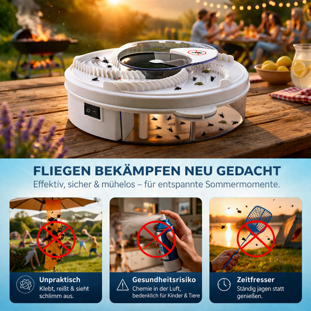 FlyCatch™ 2.0 Elektrischer Fliegenfänger Fliegenfalle verbesserte Insektenfalle