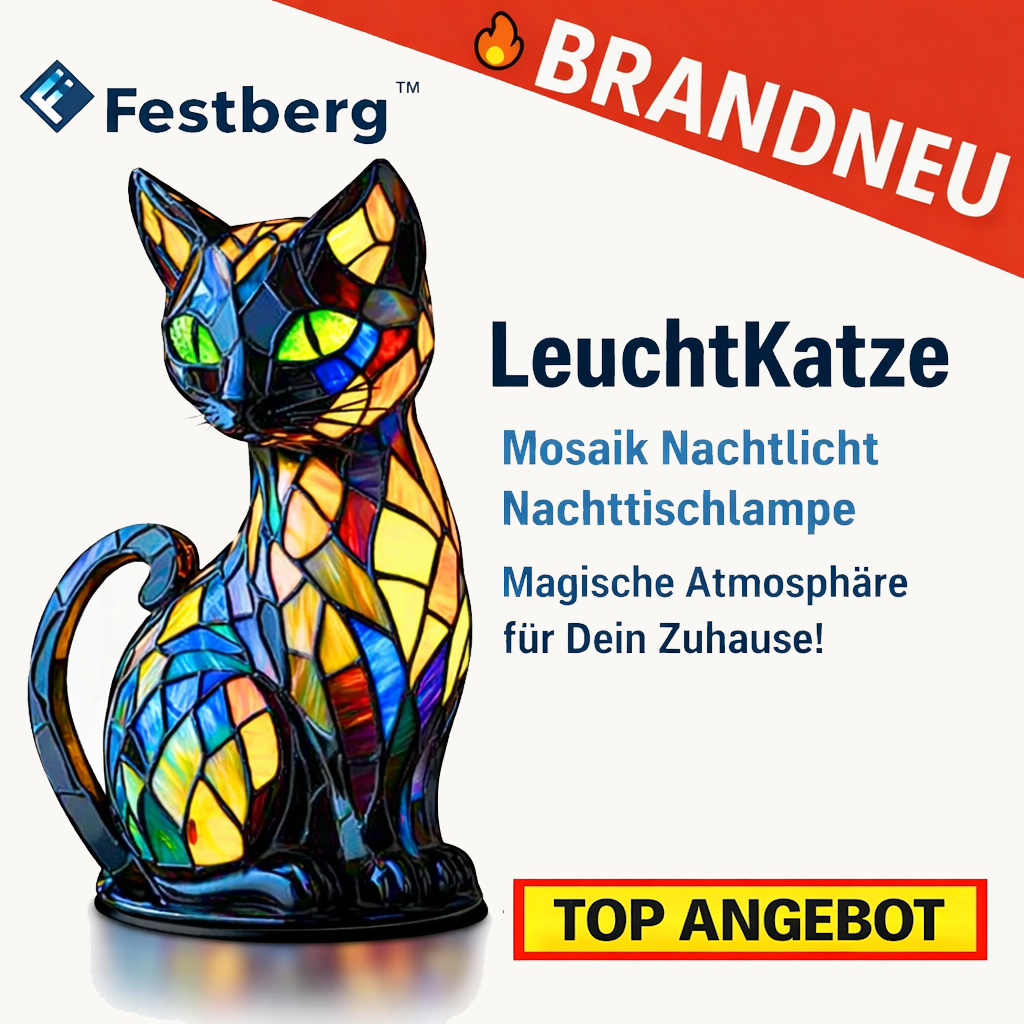 Festberg™ LeuchtKatze Katzenlampe Mosaik Nachtlicht Nachttischlampe