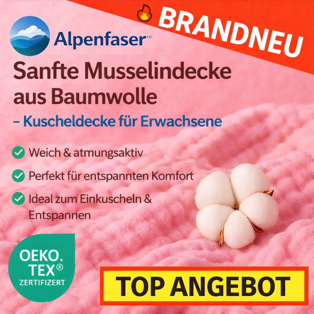 Alpenfaser™ Sanfte Musselindecke Kuscheldecke Erwachsene & Kinder aus Baumwolle