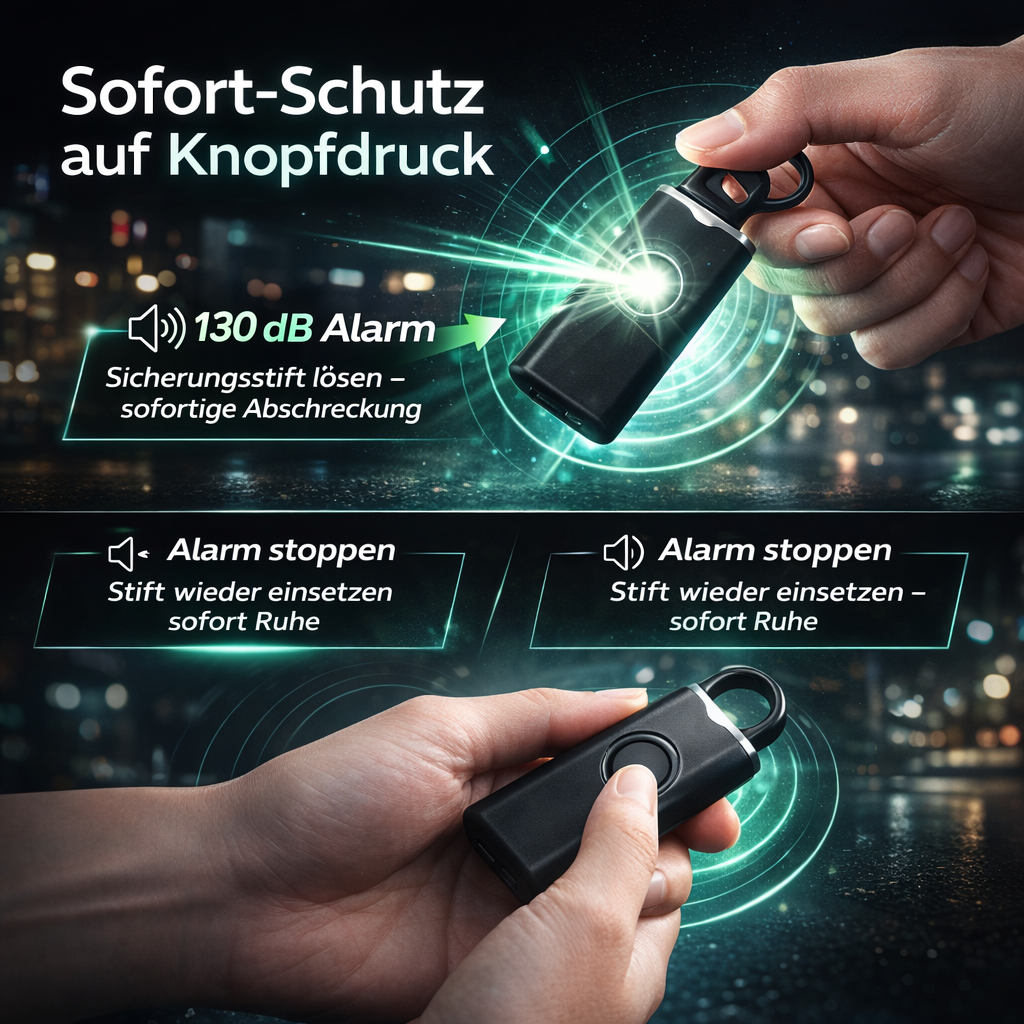 Notio™ Taschenalarm 130dB Personenalarm Notfall Panikalarm Selbstschutz Sirene