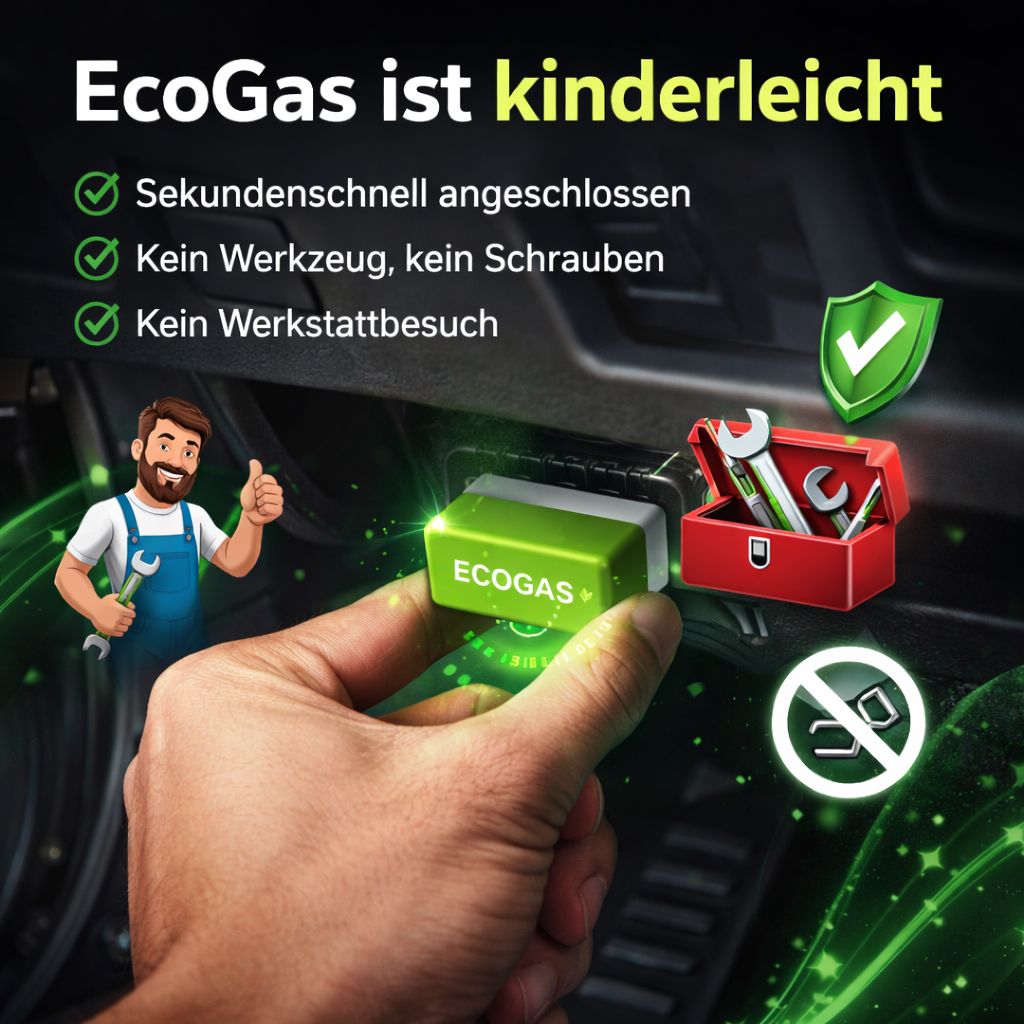 EcoGas™ OBD2 Tuning Chip Sprit sparen Stecker Verbrauch senken für Benzin Diesel