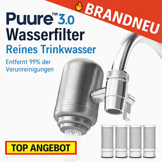 Puure™ 3.0 Wasserhahnfilter Wasserfilter Trinkwasserfilter inkl. 4 Ersatzfilter