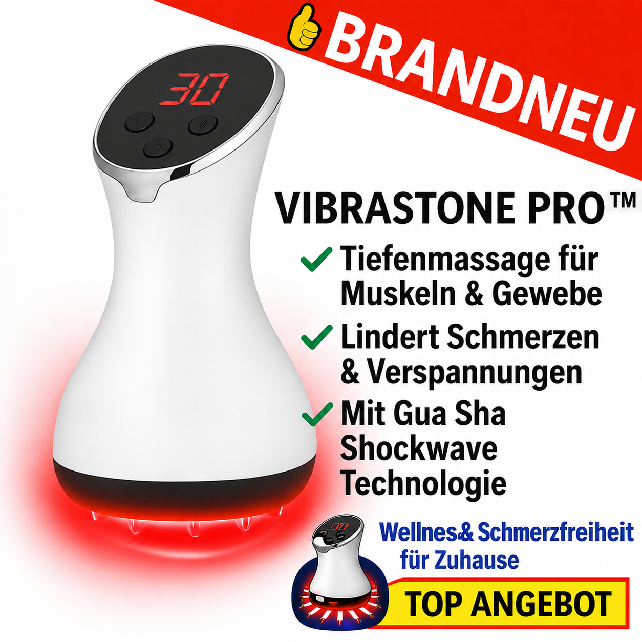 Vibrastone Pro™ Gua-Schockwellen-Massagegerät Stoßwellenmassage Neuropathie Gerät