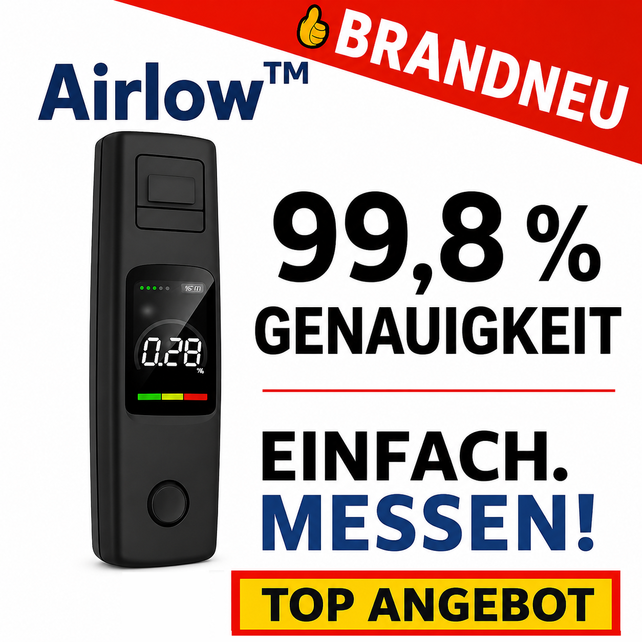 Airlow™ 2.0 - Alkoholtester | Promilletester | Alkoholmeter | Alkoholmessgerät