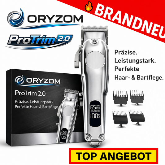 Oryzom™ ProTrim 2.0 Profi Edelstahl Haarschneider & Barttrimmer mit Akku USB