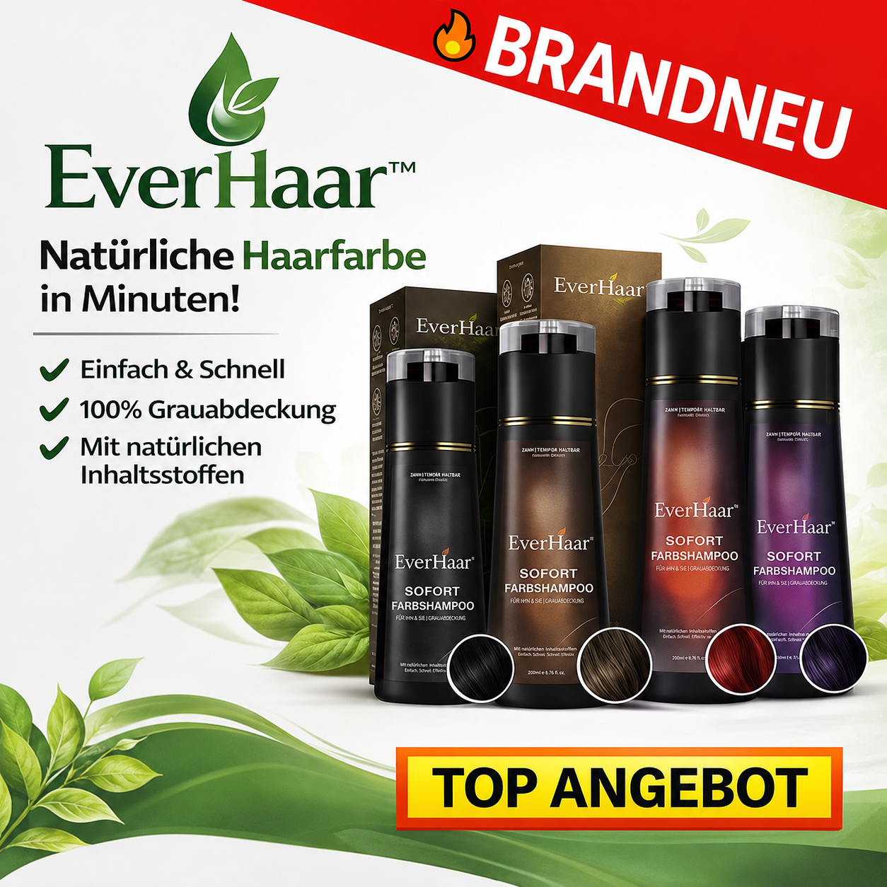 EverHaar™ Sofort Farbshampoo - Haarfärbeshampoo mit natürlichen Inhaltsstoffen!