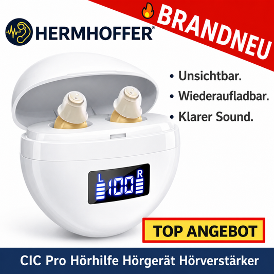 Hermhoffer™ CIC Pro Hörhilfe Hörgerät Hörverstärker unsichtbar wiederaufladbar