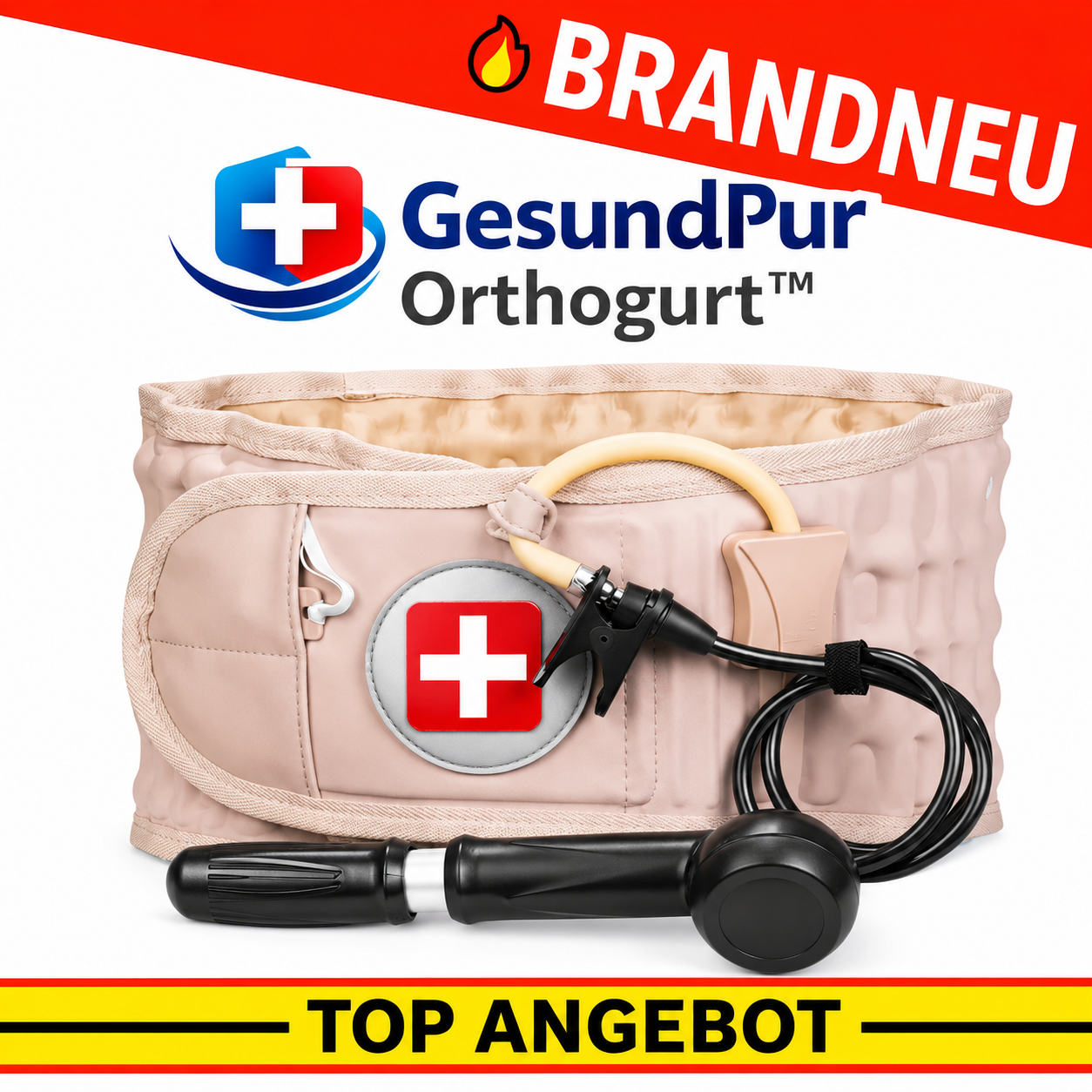 Orthogurt™ Orthopädischer Lendengurt Rückengurt Stützgurt mit Luftkissen & Pumpe