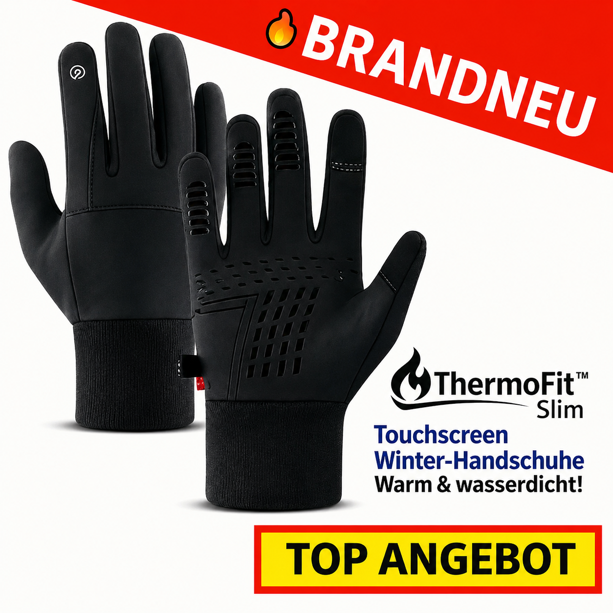 ThermoFit™ Slim Thermo Touchscreen Handschuhe Damen Herren warm & wasserdicht