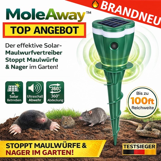 MoleAway™ Solar Maulwurfvertreiber Ultraschall Maulwurfabwehr Maulwurfschreck