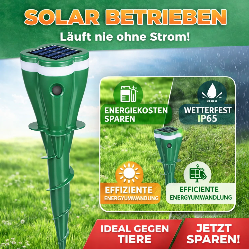 MoleAway™ Solar Maulwurfvertreiber Ultraschall Maulwurfabwehr Maulwurfschreck