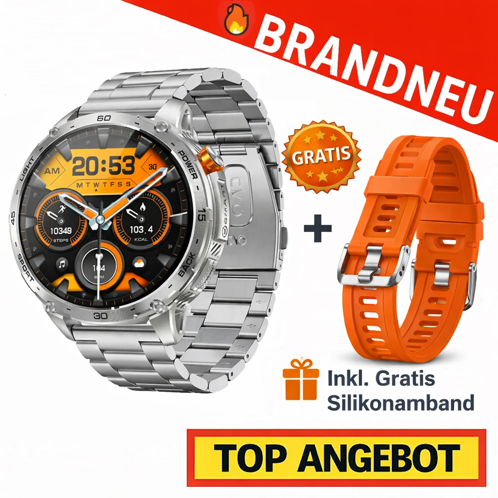 ZEUS™ 2.0 Smartwatch Herren Damen Fitness Tracker Puls SpO2 GPS Bluetooth IP68