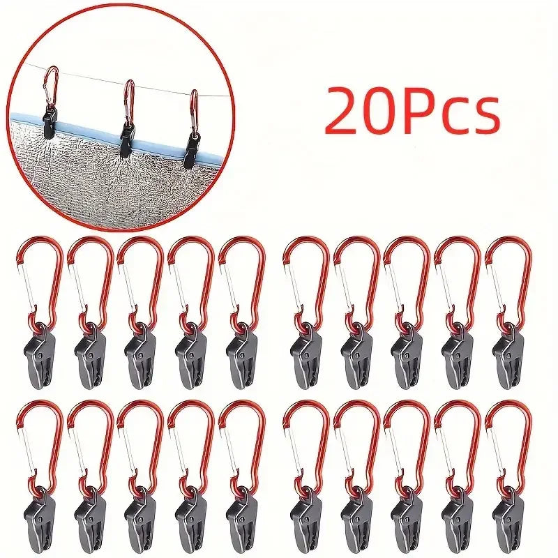 Zeltplane Clips 20 Stück Winddicht Tarp Clips mit Karabiner Markisen‑Clip Klemme Camping