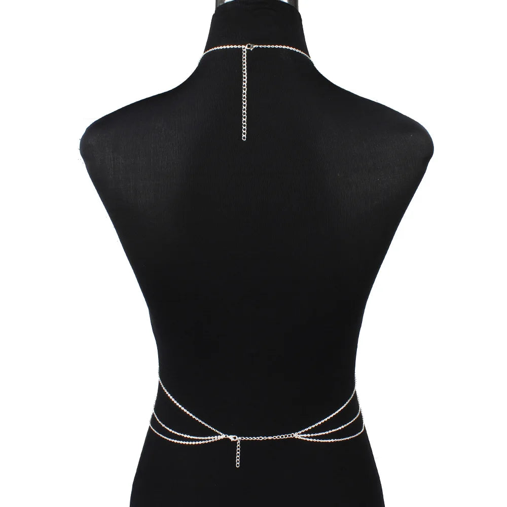 Mehrlagige Damen Körperkette Galvanisiert Legierung Mode Schmuck Bodychain