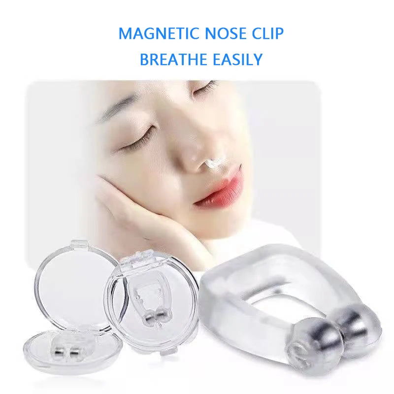 Anti-Schnarch Nasenclip Silikon Magnet Schlafhilfe gegen Schnarchen mit Etui
