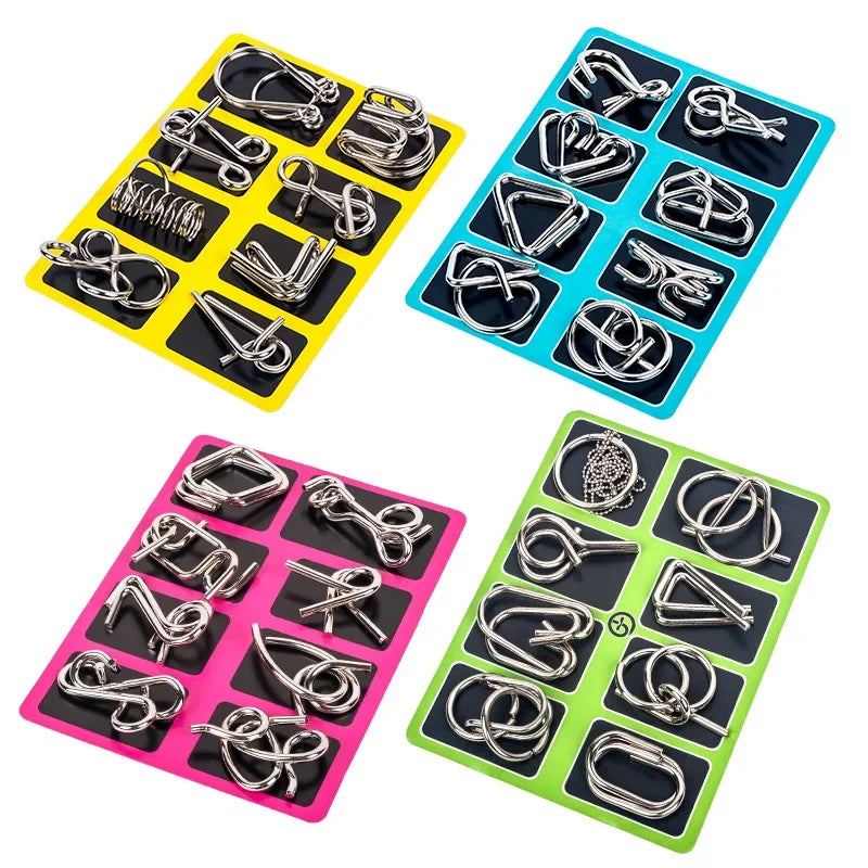 8er Set Metall Knobelspiele Geduldspiele Logikspiel Kinder Erwachsene Denkspiel