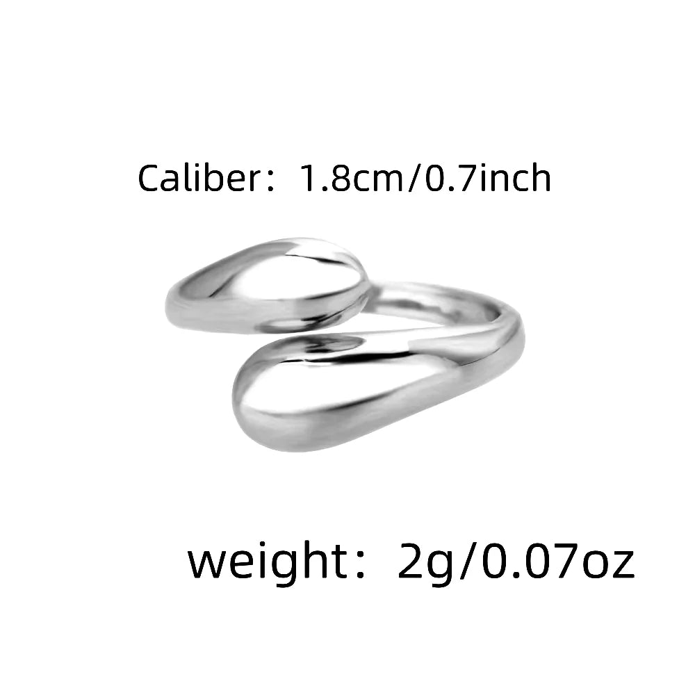 Edelstahl Ring offen mit Doppel Kugeln geometrisch goldfarben Damen Geschenk