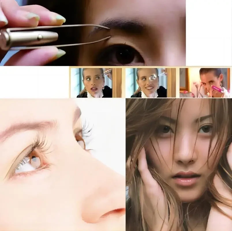 Präzise LED‑Pinzette Augenbrauenpflege kompakt Reise Edelstahl Hair Removal Tool