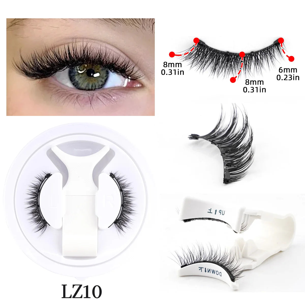 Fluffige magnetische Wimpern Set Wiederverwendbar mit Applikator natürliche Volumen echten Look