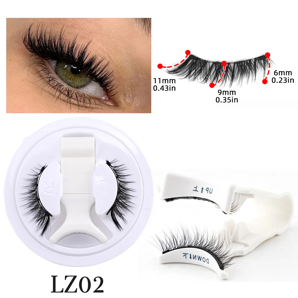 Fluffige magnetische Wimpern Set Wiederverwendbar mit Applikator natürliche Volumen echten Look