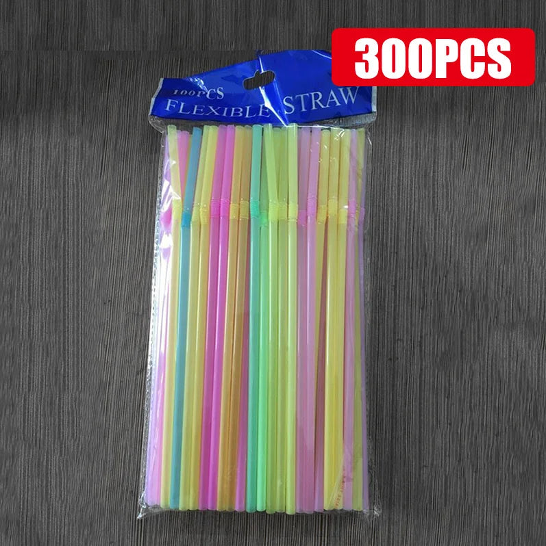 Bunte Plastik Strohhalme 100 Stück Set – für Party Hochzeit Bar Geburtstag Trinken