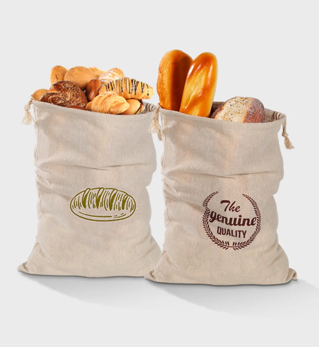 Brotbeutel Leinen wiederverwendbar mit Kordelzug für Baguette & Laib Aufbewahrung