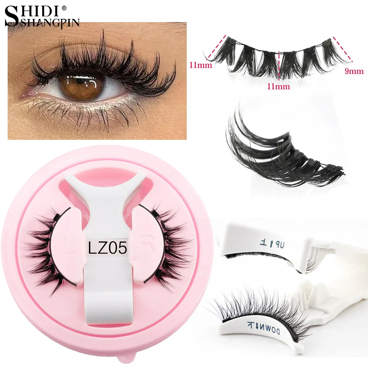 Fluffige magnetische Wimpern Set Wiederverwendbar mit Applikator natürliche Volumen echten Look