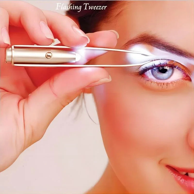 Präzise LED‑Pinzette Augenbrauenpflege kompakt Reise Edelstahl Hair Removal Tool