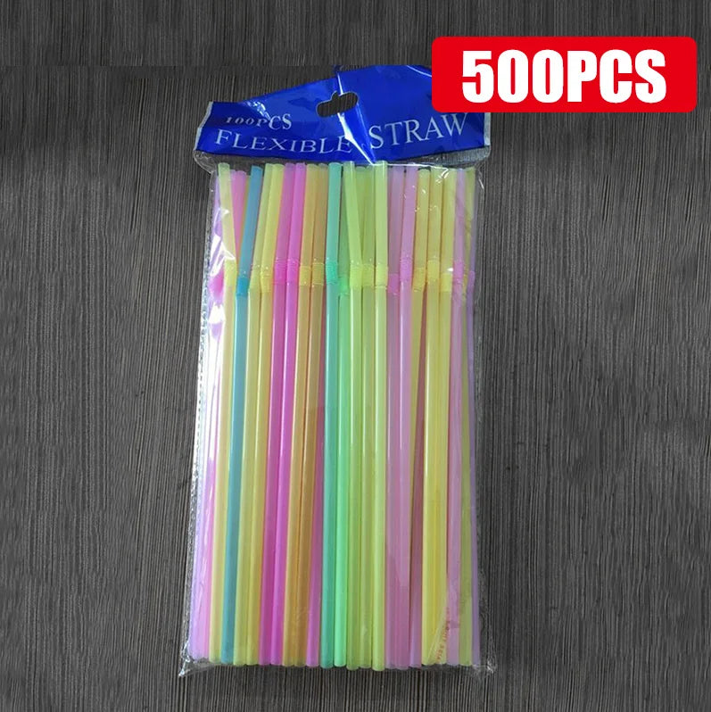 Bunte Plastik Strohhalme 100 Stück Set – für Party Hochzeit Bar Geburtstag Trinken