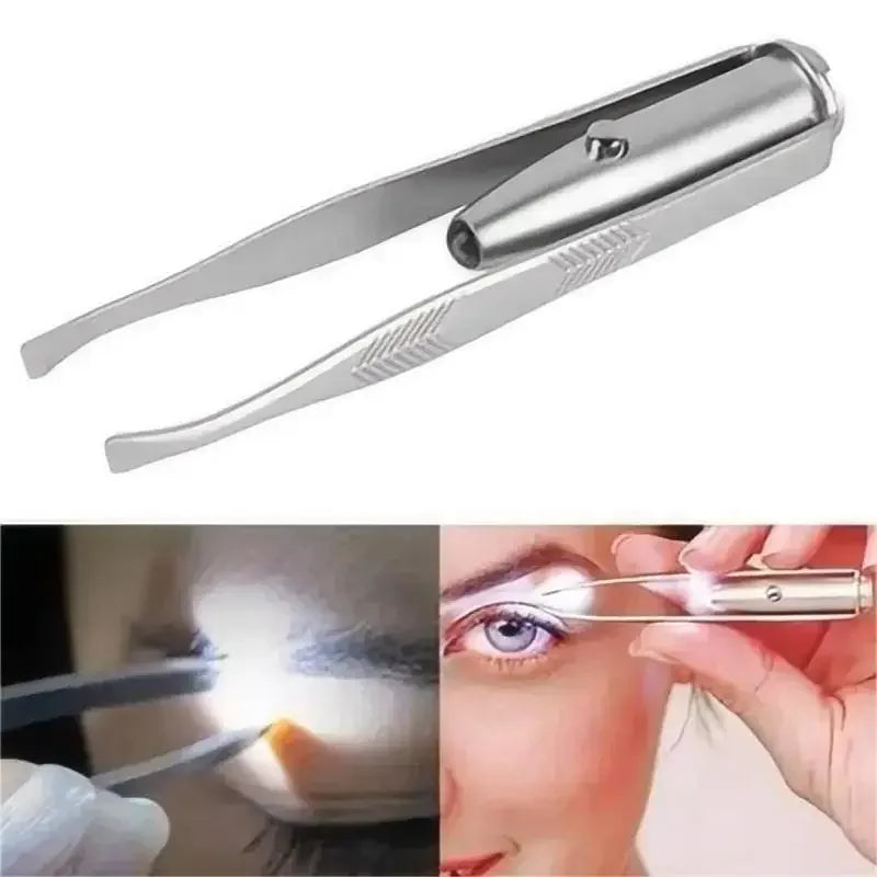 Präzise LED‑Pinzette Augenbrauenpflege kompakt Reise Edelstahl Hair Removal Tool