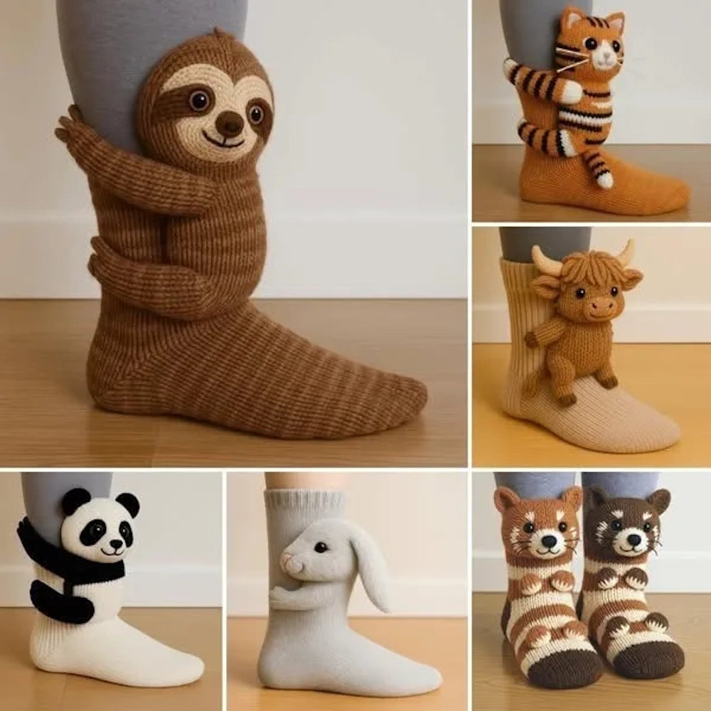 Huggy™ Hug Hug Tiersocken - Süße 3D Kuschelsocken mit lustigen Tiermotiven!