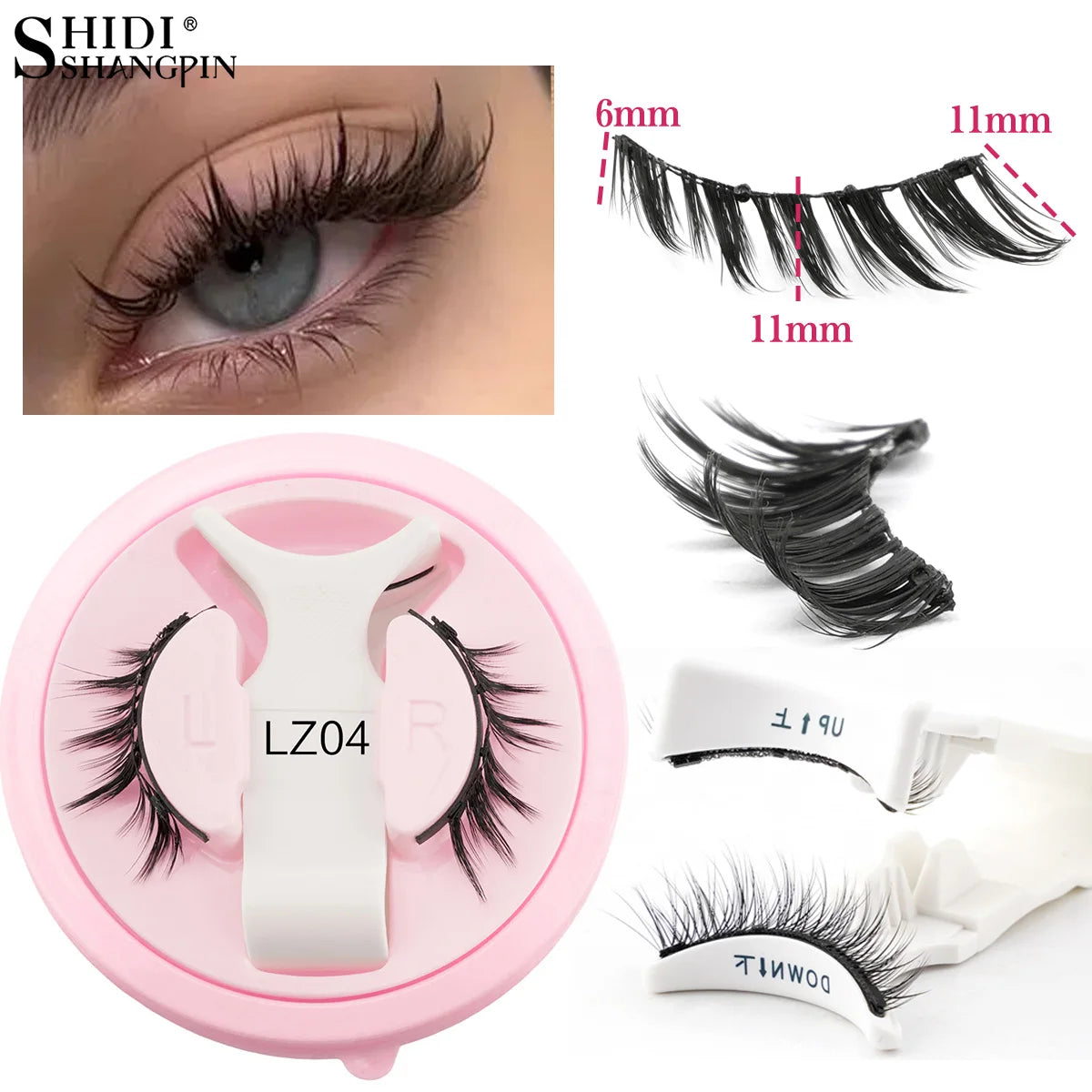 Fluffige magnetische Wimpern Set Wiederverwendbar mit Applikator natürliche Volumen echten Look