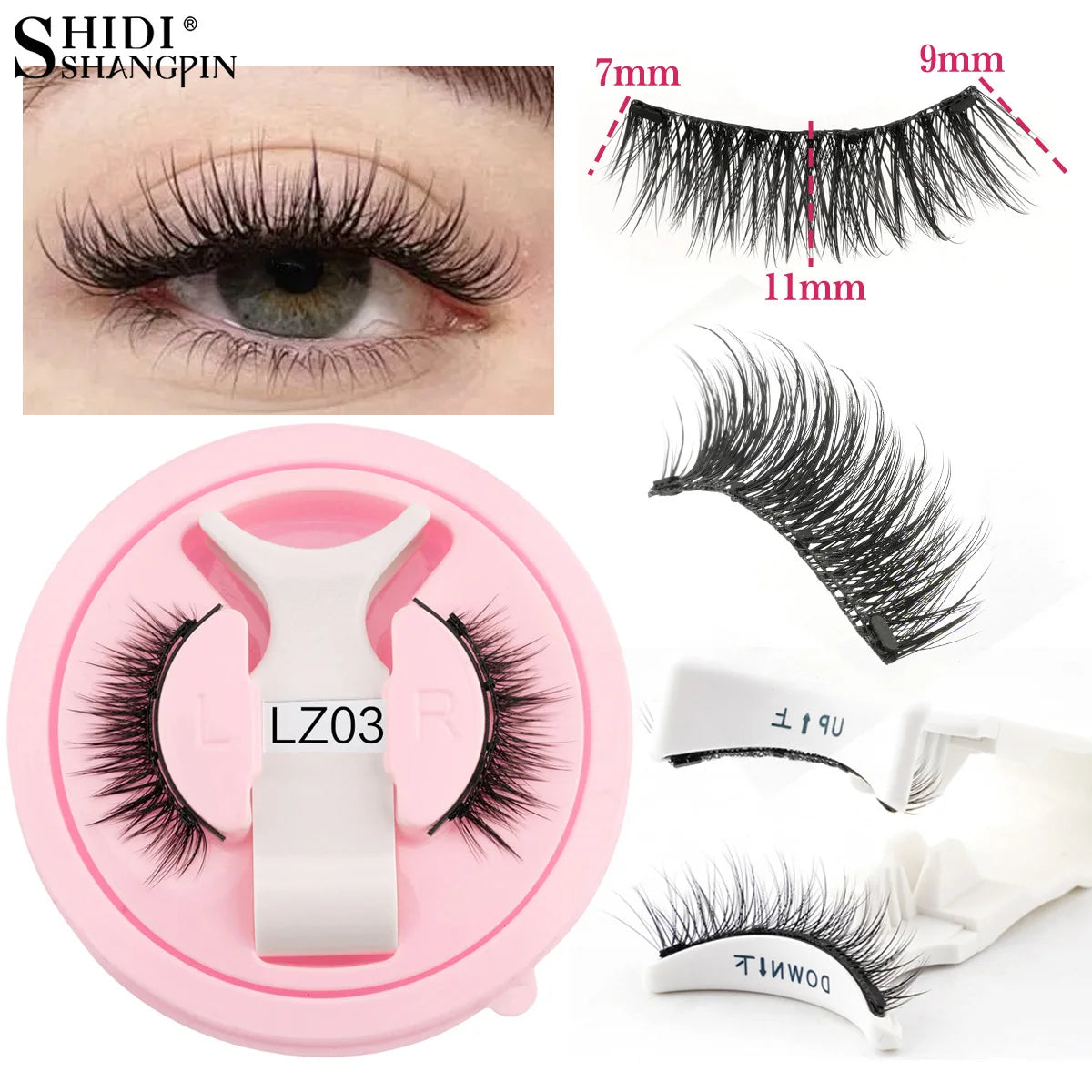 Fluffige magnetische Wimpern Set Wiederverwendbar mit Applikator natürliche Volumen echten Look