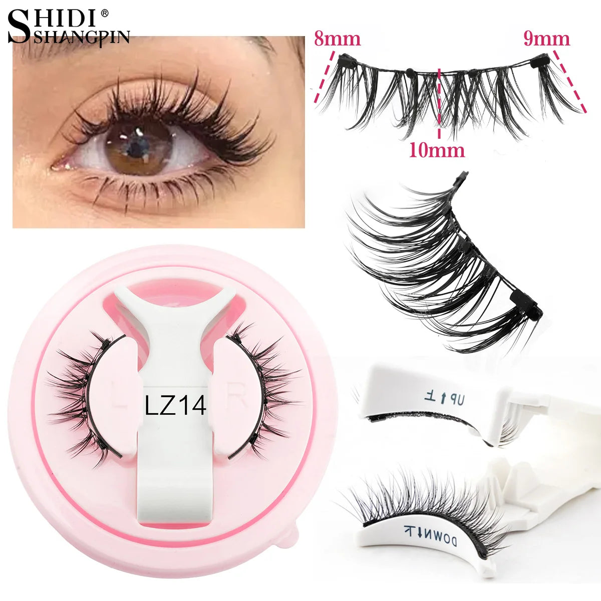 Fluffige magnetische Wimpern Set Wiederverwendbar mit Applikator natürliche Volumen echten Look