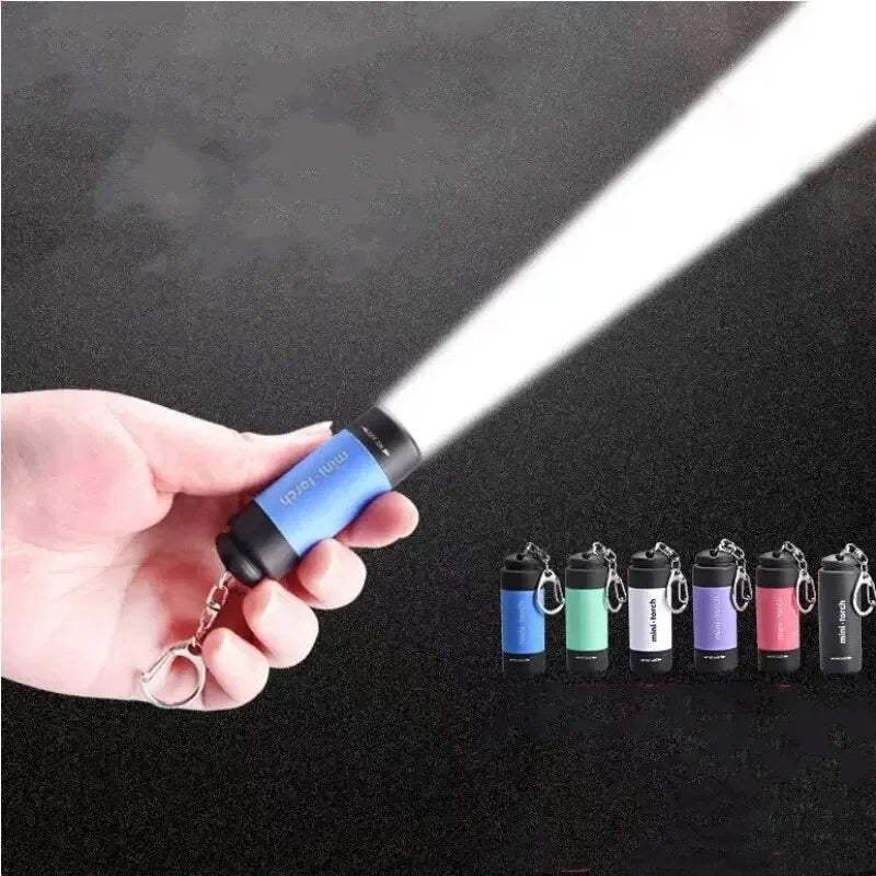 Mini USB wiederaufladbar Taschenlampe Schlüsselanhänger kompakt wasserfest OutdoorCamping