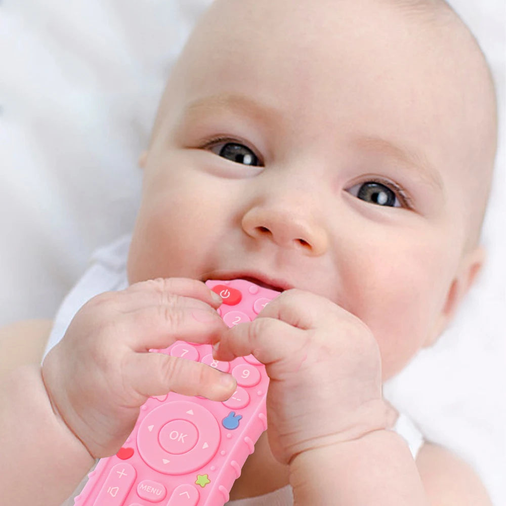 Baby Spielzeug Fernbedienung Beißring Silikon BPA-frei Sensorik schwarz