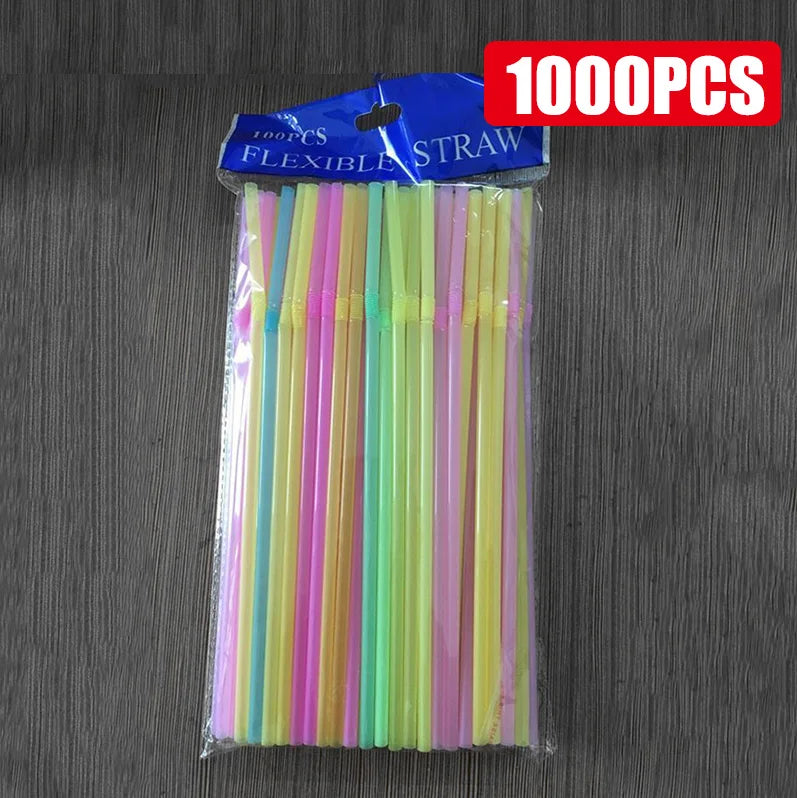 Bunte Plastik Strohhalme 100 Stück Set – für Party Hochzeit Bar Geburtstag Trinken