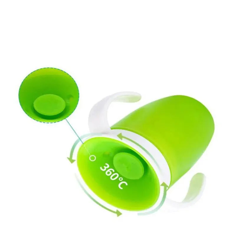 Trinklernbecher Baby auslaufsicher 360° Becher mit Griffen Deckel blau