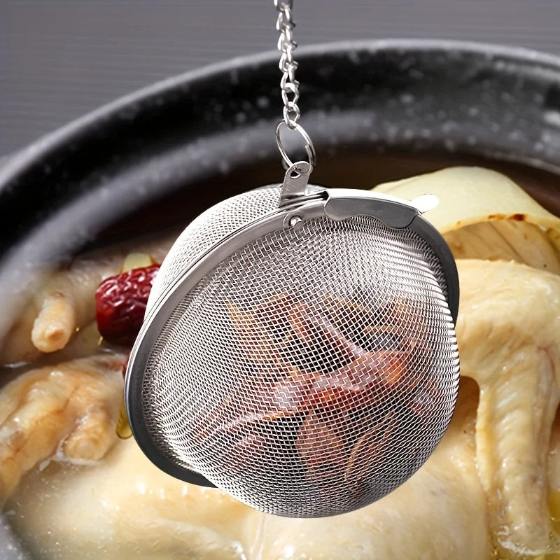 Teefilter Edelstahl Kugel – Tee‑Sieb Suppe Kräuter Kugel mit Kette Haken 💧