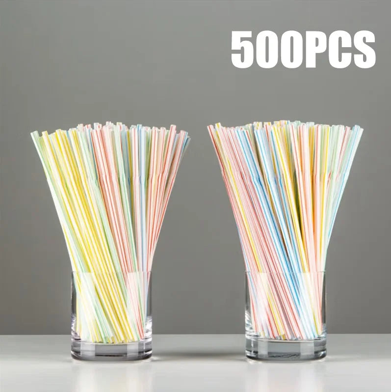Bunte Plastik Strohhalme 100 Stück Set – für Party Hochzeit Bar Geburtstag Trinken
