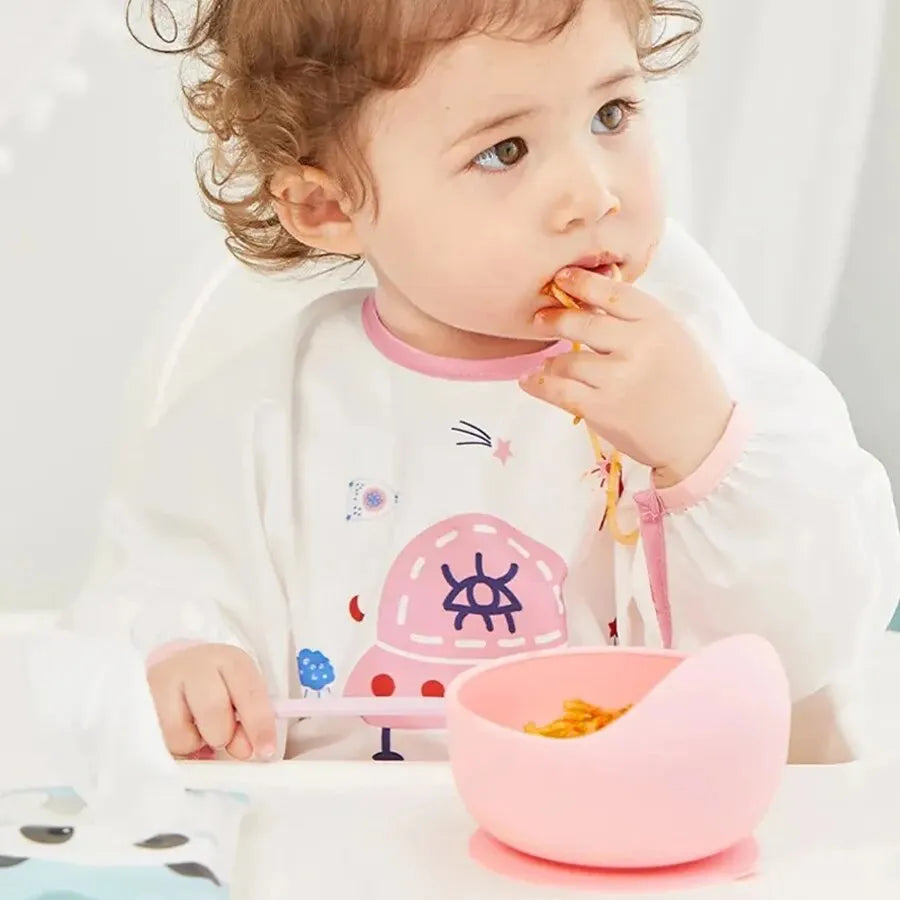 Silikon Baby Schüssel mit Löffel auslaufsicher rutschfest BPA-frei Geschirr Set