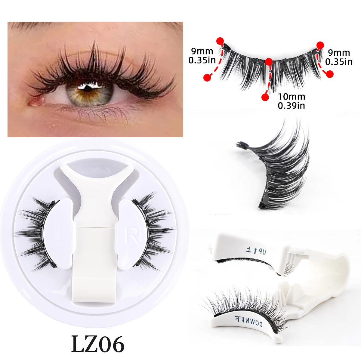 Fluffige magnetische Wimpern Set Wiederverwendbar mit Applikator natürliche Volumen echten Look