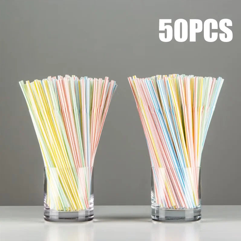 Bunte Plastik Strohhalme 100 Stück Set – für Party Hochzeit Bar Geburtstag Trinken