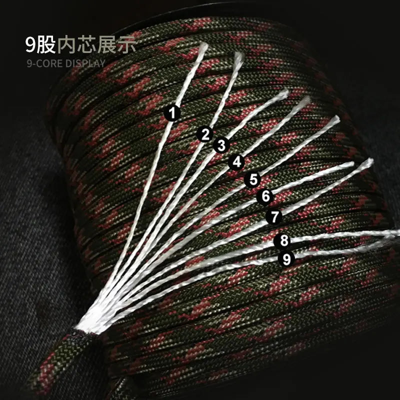 50 m 550lb 9‑Core 4 mm Paracord Seil Camp Survival Outdoor Lanyard Zelt