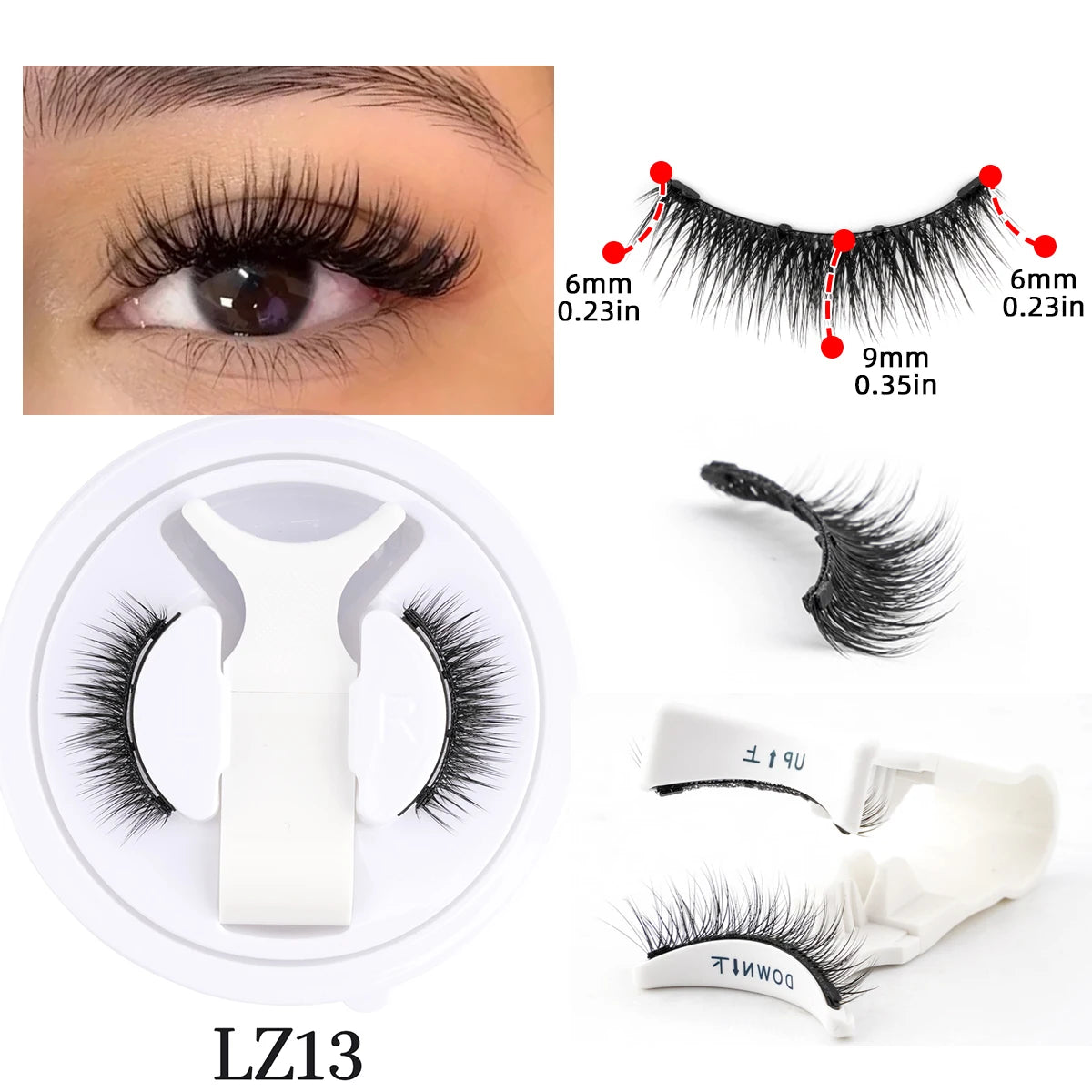 Fluffige magnetische Wimpern Set Wiederverwendbar mit Applikator natürliche Volumen echten Look