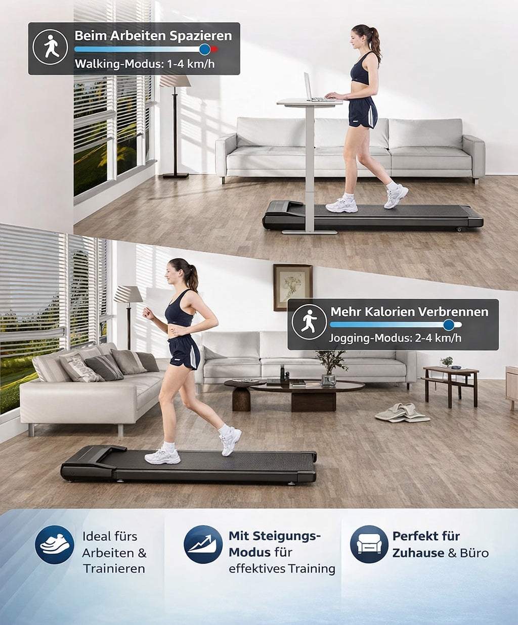 Oryzom™ Superrun Laufband für Zuhause & Büro mit Steigung / 2,2 PS Motor mit App
